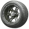 Golf Cart Wheels and Tires - 12" RHOX RX321 Black w/ Low Pro Tires - Set of 4