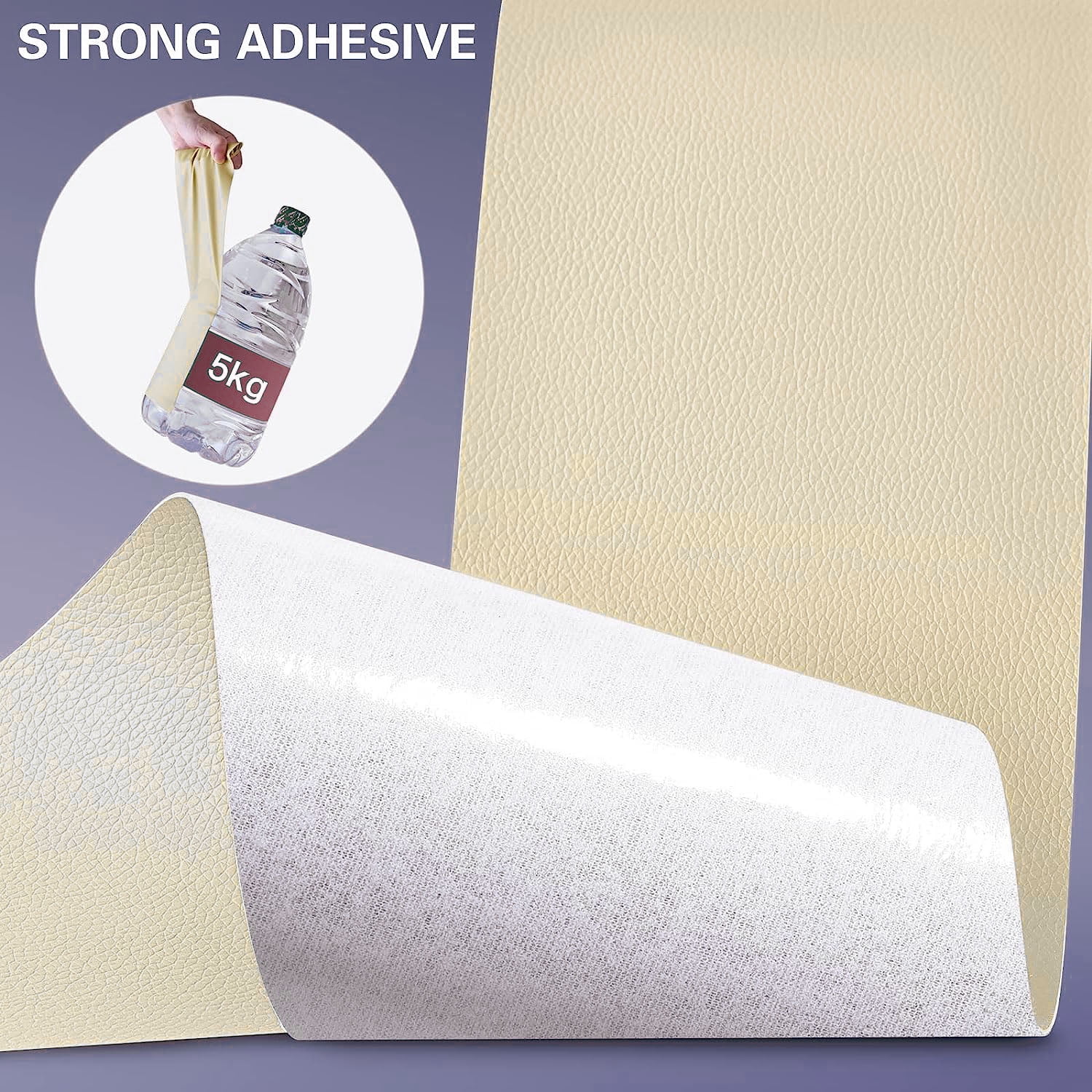 Self Adhesive Leather Repair Patch,16.5X60inch Large Patches for Furniture, Vinyl and Leather Repair Kit for Couches, Car Seat, Boat Seat, Sofa, Chair, Cabinets - Beige