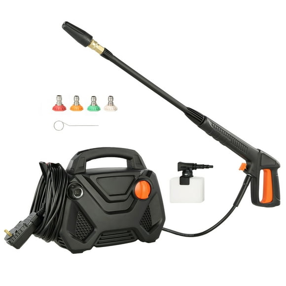KFFKFF Electric Pressure Washer, 2150-PSI 1.85-GPM, Includes Foam Cannon and 5 Nozzles, 20ft Hose & 35ft Cord, Lightweight and Portable for Cleaning Vehicles, Floors, and Windows