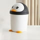 thumbnail image 5 of Lindo bote de basura con tapa abatible de pingüino para niños, cesto de basura de plástico para dormitorio, oficina, coche, cocina, hogar, creativo para habitación de niños, uso de escritorio, 5 of 8