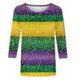 thumbnail image 5 of Ecqkame Mardi Gras Shirts For Women Carnival Graphic Print 3/4 Sleeve Round Neck Party Tops Casual Loose Blouses Purple XXL, 5 of 6