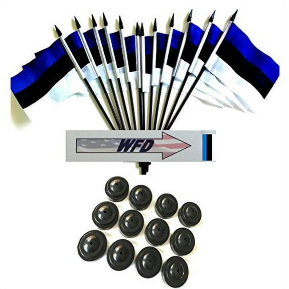 Pack of 12 4"x6" Estonia Polyester Miniature Office Desk & Little Table Flags, 1 Dozen 4"x 6" Estonian Small Mini Handheld Waving Stick Flags with 12 Flag Bases (Flags with Stands)