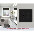 thumbnail image 4 of OVERSIZED 2 Gang Combination Metal Wall Plate - (1) Duplex Outlet with (1) Toggle Style Combo Jumbo Light Switch Plate Cover, Stainless Steel Painted Black - UL Listed, 5.5" x 5.5" - Made in USA, 4 of 6