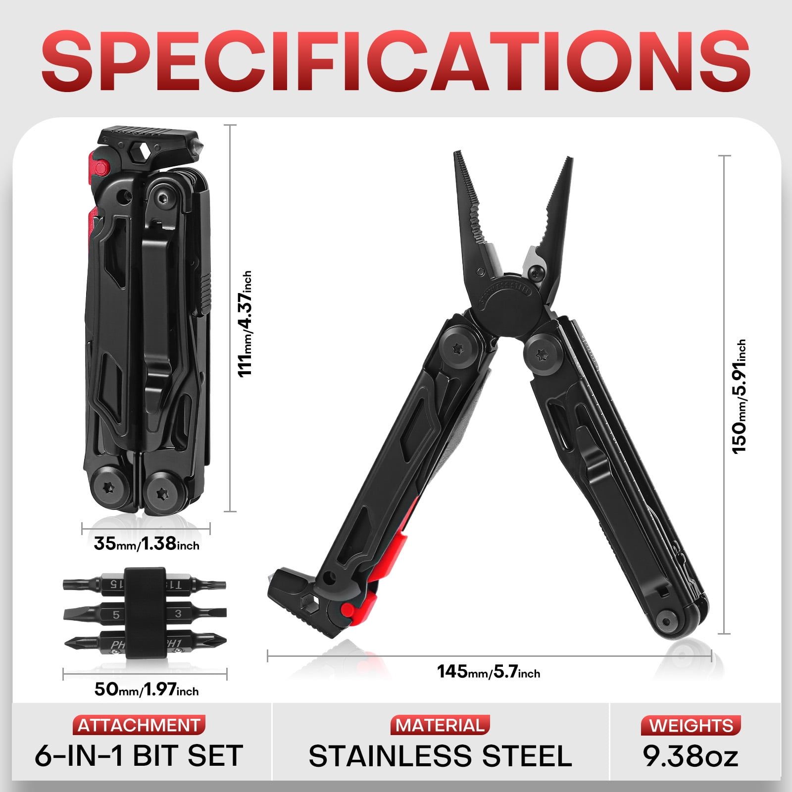 TAWOM Multitool Pocket Knife, 27-in-1 Stainless Steel Needle Nose Pliers with Screwdrivers, Self-Locking Multi tool EDC Gear with Sheath, Ideal for Survival, Outdoor, Camping