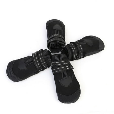4 Pcs Black Boots Pet Walking Shoes Diving Suit Fabric Dog Shoes Warm Pet Boots Waterproof Dog Boots