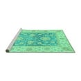 thumbnail image 2 of Ahgly Company Machine Washable Indoor Round Oriental Turquoise Blue Traditional Area Rugs, 3' Round, 2 of 4