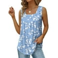 thumbnail image 2 of JINMGG Women's Fashion Prinded Square Neck Comfortable Loose T-Shirt Sleeveless Blouse Casual Tops Light Blue L, 2 of 5