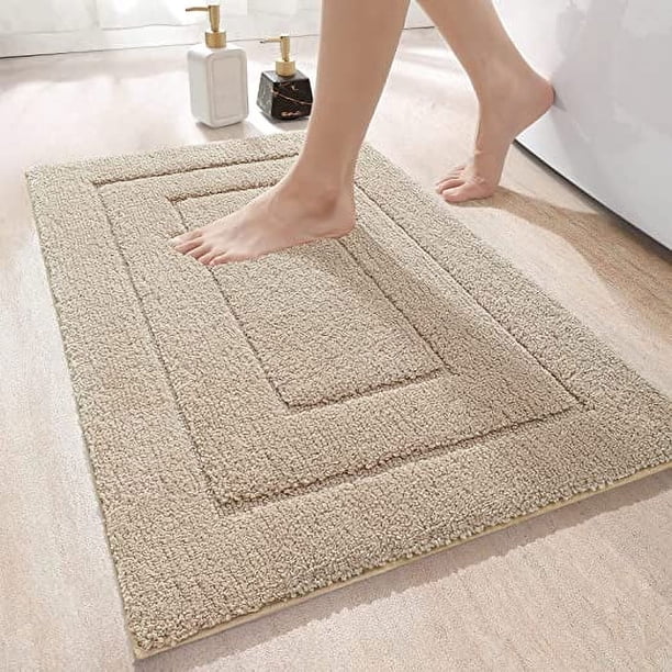 50 x 80 cm, beige, alfombrilla de baño antideslizante, alfombrilla de baño de microfibra esponjosa, absorbente de agua, lavable a máquina, alfombrilla de ducha extra gruesa para baño