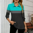 thumbnail image 6 of Hfnxid Womens 3/4 Length Sleeve Top Casual Collared V Neck Shirt Fashion Color Block Athletic Tops Going Out Golf Sport Tee, 6 of 6