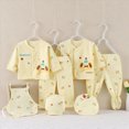 thumbnail image 2 of CAUYDY Infant Boys Going Home Outfits Baby Girls Sleepwear Preemie Clothing 2 Long Sleeve Top & 2 Pants & Warm Hat & Bib & Bellyband 7PCS Cute Set Fall Sizes 0-3 Months,Yellow, 2 of 5