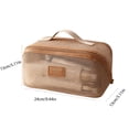 thumbnail image 4 of WeDecorBay Gauze Make-up Bag Large-capacity Stylish Portable Cosmetic Organizer Smart Partitioning Versatile Toiletry Pouch Travel Accessory Makeup Storage Brown, 4 of 7