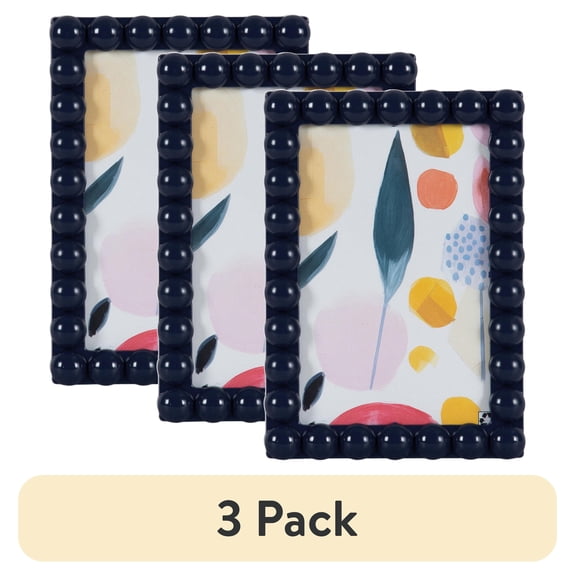 (3 pack) DesignOvation 4x6 Beaded Navy Decorative Tabletop Picture Frame