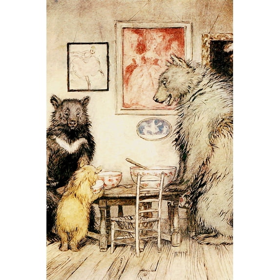 24x36 gallery poster, The Three Bears from Goldilocks, from English Fairy Tales by Arthur Rackham