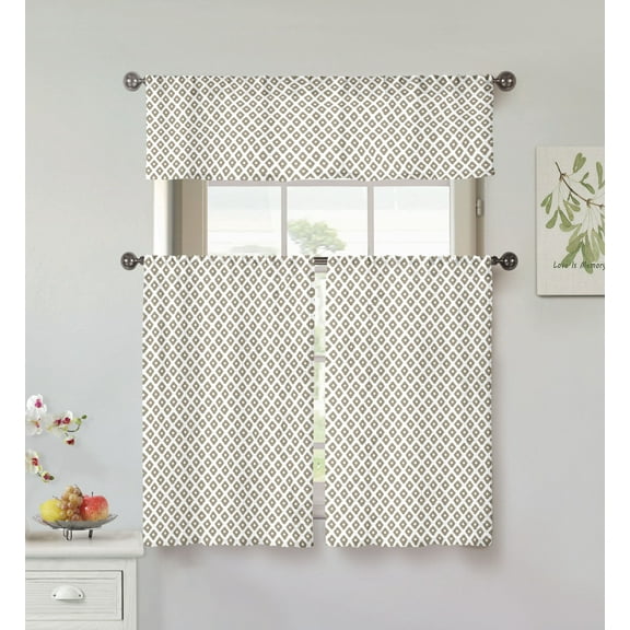 Tobia Geometric Cotton Kitchen Curtain & Tier Set