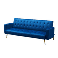 thumbnail image 5 of Tcbosik Velvet Fabric Modern Futon Sofa Bed with Adjustable Back, Upholstered Couch for Bedroom, Living Room, Dark Blue, 5 of 9