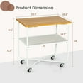 thumbnail image 2 of Gymax 2-Tier Folding Rolling Cart Kitchen Utility Cart Tool-Free Installing Natural, 2 of 10