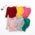 thumbnail image 3 of Gyratedream Baby Girls Toddler Kids Ruffle Long Sleeve Plain Knitted Sweater Basic Tops, 3 of 6