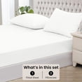 thumbnail image 3 of Fitted Sheet + Pillowcase Set 800 Thread Count 100% Egyptian Cotton 3-Piece ( 1-Fitted + 2-Pillowcase ) Olympic Queen Size (66" x 80") Inch 18-Inch Deep Pocket, All-Around Elastic White Stripe, 3 of 6