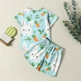 thumbnail image 4 of Easter Outfits for Toddler Boys Short Sleeves Funny Bunny Suit Easter Egg Shirt Roller Rabbit Pajamas Soft and Comfortable Tops and Short Pants 2 PC Sets Kids Clothes Light Blue 5-6 Years, 4 of 7