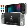 Switch Dockable Grip Case with 6 Pcs Thumbstick Caps, Anti Scratch TPU Cover, Clear