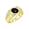thumbnail image 3 of RYLOS Men's Rings Yellow Gold Plated Silver Cabochone Gemstone & Diamond Designer Black Star Sapphire Rings For Men Size 13, 3 of 7