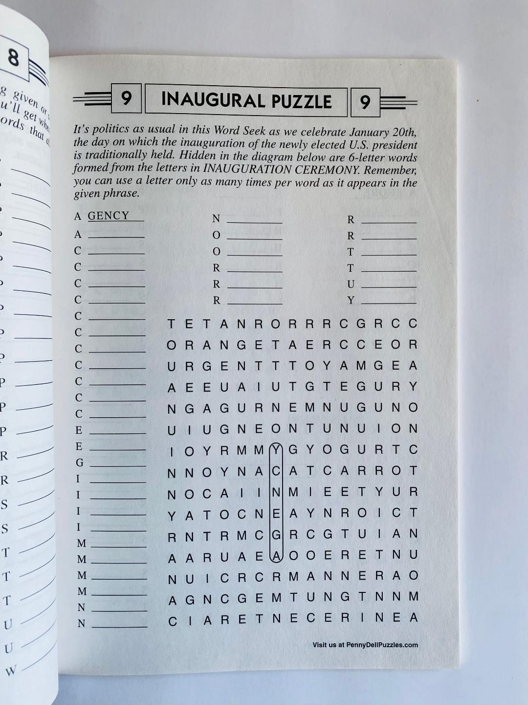 Volumes 116 and 117 of the Missing List Word Search Seek Puzzles from the Penny Press Selected Puzzle Series