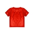 thumbnail image 4 of renvena Kids Girls Boys Shiny Metallic Short Sleeves Round Neck Jazz Hip Hop Dance T-Shirt Red 5-6, 4 of 7