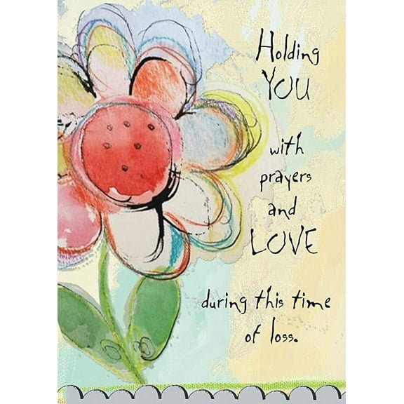 Sympathy Greeting Card (5" x 7") by Art From The Heart | 3 Pack   3 Envelopes (Watercolor Flower)
