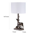 thumbnail image 5 of Benjara 20" Accent Table Lamp- Dual Roe Deer Design- White Drum Shade- Bronze, 5 of 6