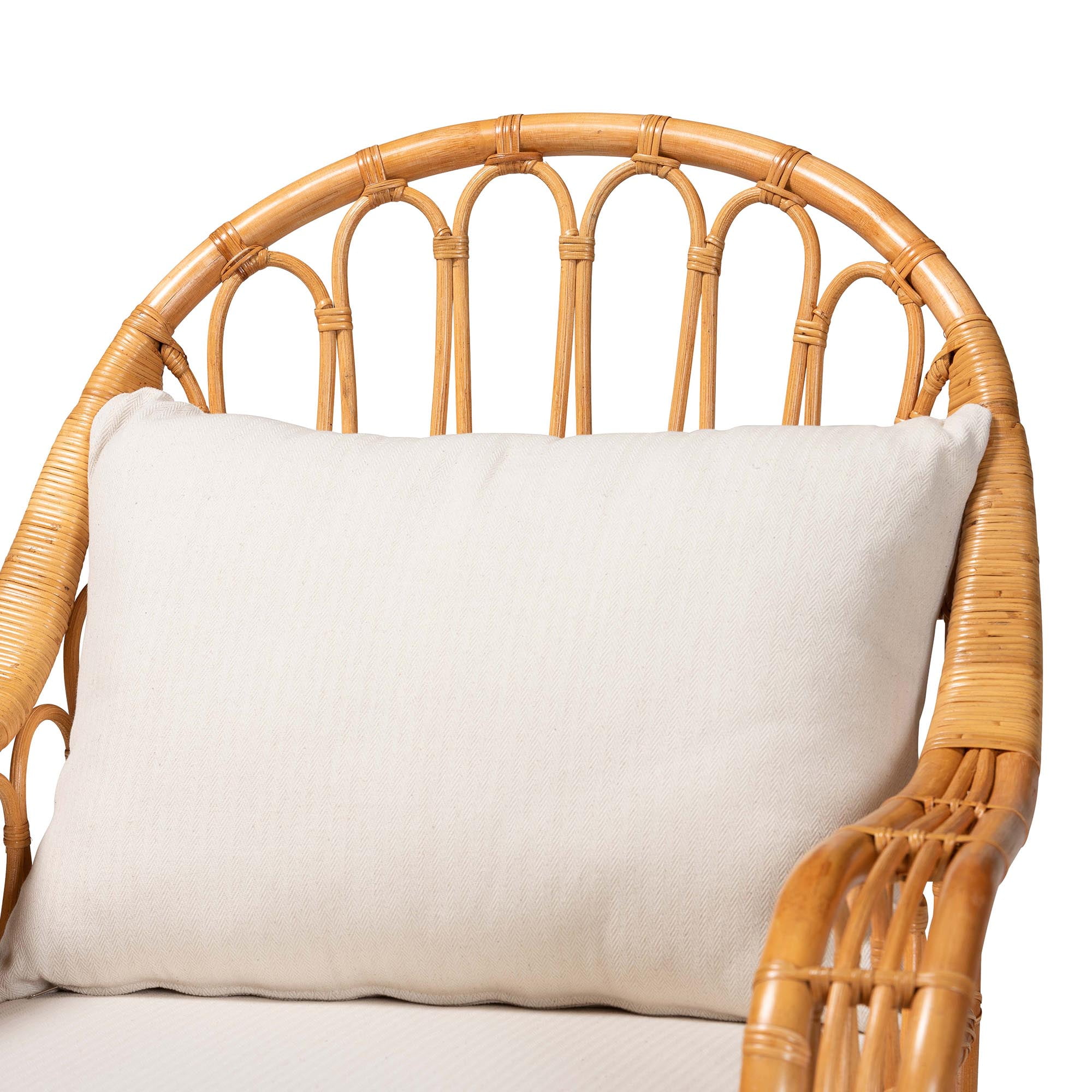 bali & pari Reina Boho Arm Chair, Square, Light Honey