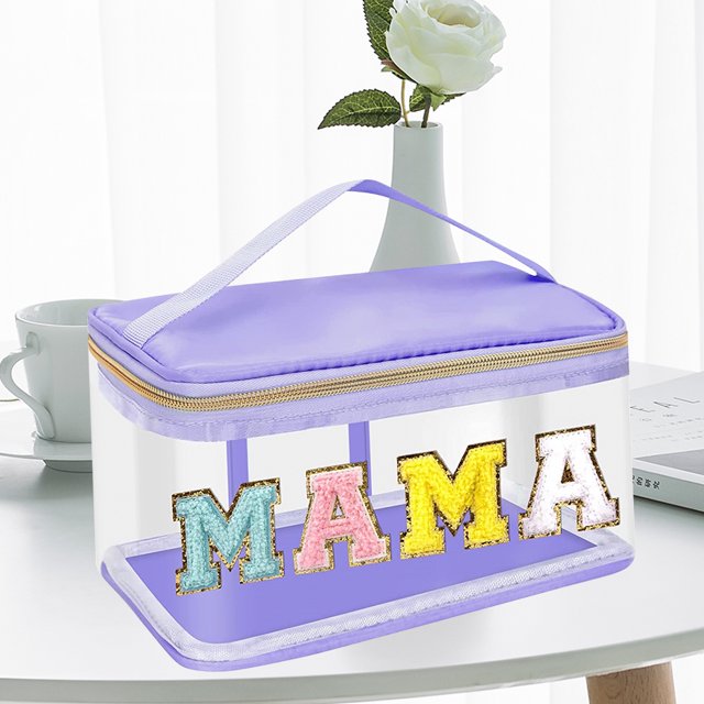 Bolso de cosméticos de PVC transparente, Bolso de almacenamiento con letras brillantes para acampar (estilo 2)