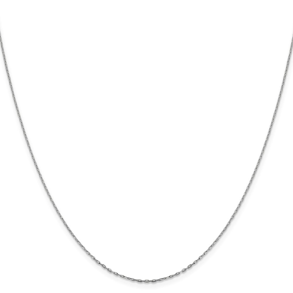 Leslie's Real 14kt White Gold 1mm Diamond Cut Open Long Link Cable Chain; 16 inch; for Adults and Teens; for Women and Men