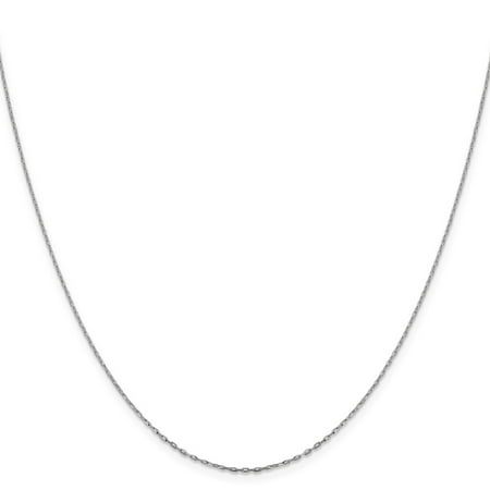Leslie's Real 14kt White Gold 1mm Diamond Cut Open Long Link Cable Chain; 18 inch; for Adults and Teens; for Women and Men