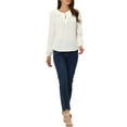 thumbnail image 3 of INSPIRE CHIC Women's Valentine's Day Ruffle Neck Long Sleeve Blouse Shirts XS White-Solid, 3 of 7