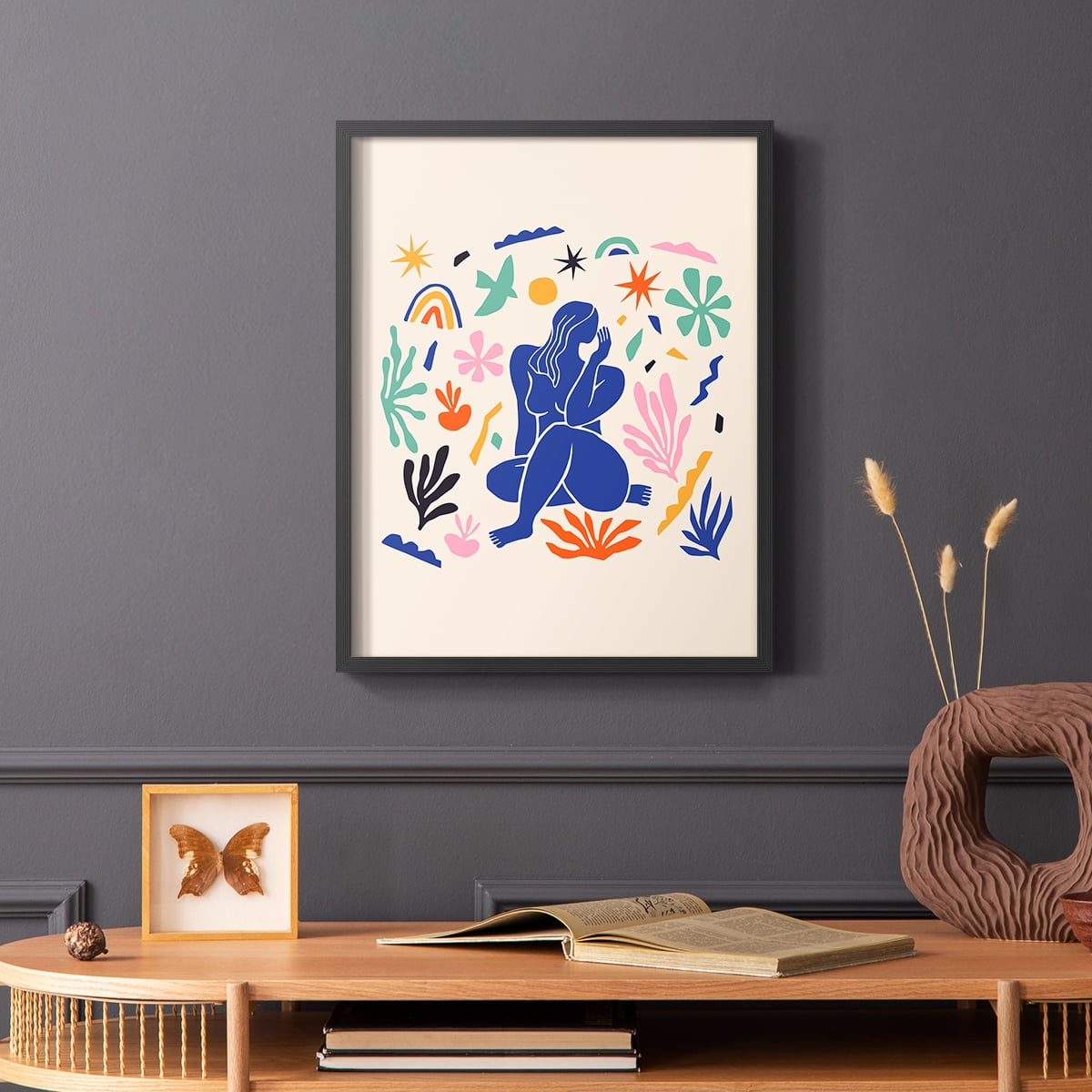 Matisse CDXLIV in Black Solid Wood Framed Print No Nail Hanging