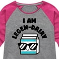 thumbnail image 3 of Instant Message - I Am Legen-Dairy - Cool Milk Carton - Toddler & Youth Girls Raglan Graphic T-Shirt, 3 of 6