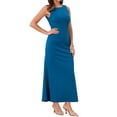 thumbnail image 4 of INSPIRE CHIC Women's Boat Neck Dresses Sleeveless Elegant Cocktail Maxi Dress M Blue Green, 4 of 6