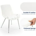 thumbnail image 4 of Modern Faux Leather Dining Chairs Set of 2 with Backrest, Sturdy Metal Legs, Upholstered Kitchen Dinning Room Chair(White, Silver Legs), 4 of 9