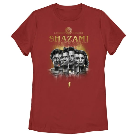 Women's Shazam! Fury of the Gods Black and White Photos  Graphic Tee Red Small