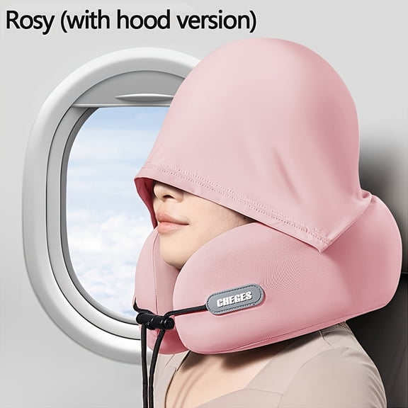 Travel Pillow - U-shaped Neck Pillow with Hood This Travel Neck Pillow Is Suitable for Aircraft Neck Pillows Comes with A Storage Bag
