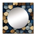 thumbnail image 2 of Designart "Hexagonal Harmony In Beige And Blue" 0 Square Mirror Wall Decor Modern - Large Blue Square Bathroom Mirror - Square Printed Wall Mirror Art, 2 of 5