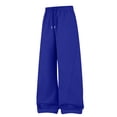 thumbnail image 2 of WIZUTIZ Men's Casual Drawstring Pants Elastic Waist Solid Color Relaxed Fit Polyester Straight Leg Pocket Trousers, 2 of 6