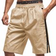 thumbnail image 2 of DDAPJ pyju Mens Trendy Athletic Shorts Side Zipper Casual Sweat Shorts Lightweight Drawstring Twill Summer Short Pants with Pockets Khaki L, 2 of 9