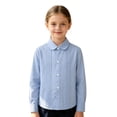 thumbnail image 6 of SGMVNU School Uniform for Girls Boys Long Sleeve Pleated Dress Shirt Lapel Collar Button Down Blouse Spring Fall, Size 3-4 Years, Light Blue, 6 of 6