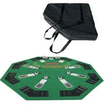 INO Design Octagon Poker Tabletop for 8-Player Texas Holdem Games Green Foldable Layout Mat with Cup Holders & Chip Racks