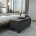 thumbnail image 3 of Adeco  Tufted Lift Top Storage Ottoman Bench Blue 41.9"L x 17.7"W x 19.9 "H. Nailheads, Tufted, 3 of 5