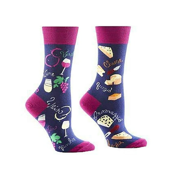 Yo Sox Wine & Cheese Women's Crew Socks