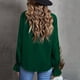 thumbnail image 4 of Blusa de manga larga con volantes para mujer, jersey verde con cuello redondo, talla M, primavera/otoño, 4 of 6
