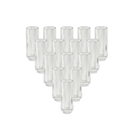 Serene Spaces Living Slim Clear Ribbed Glass Votive Holder, Christmas, Home Décor, Pack of 24