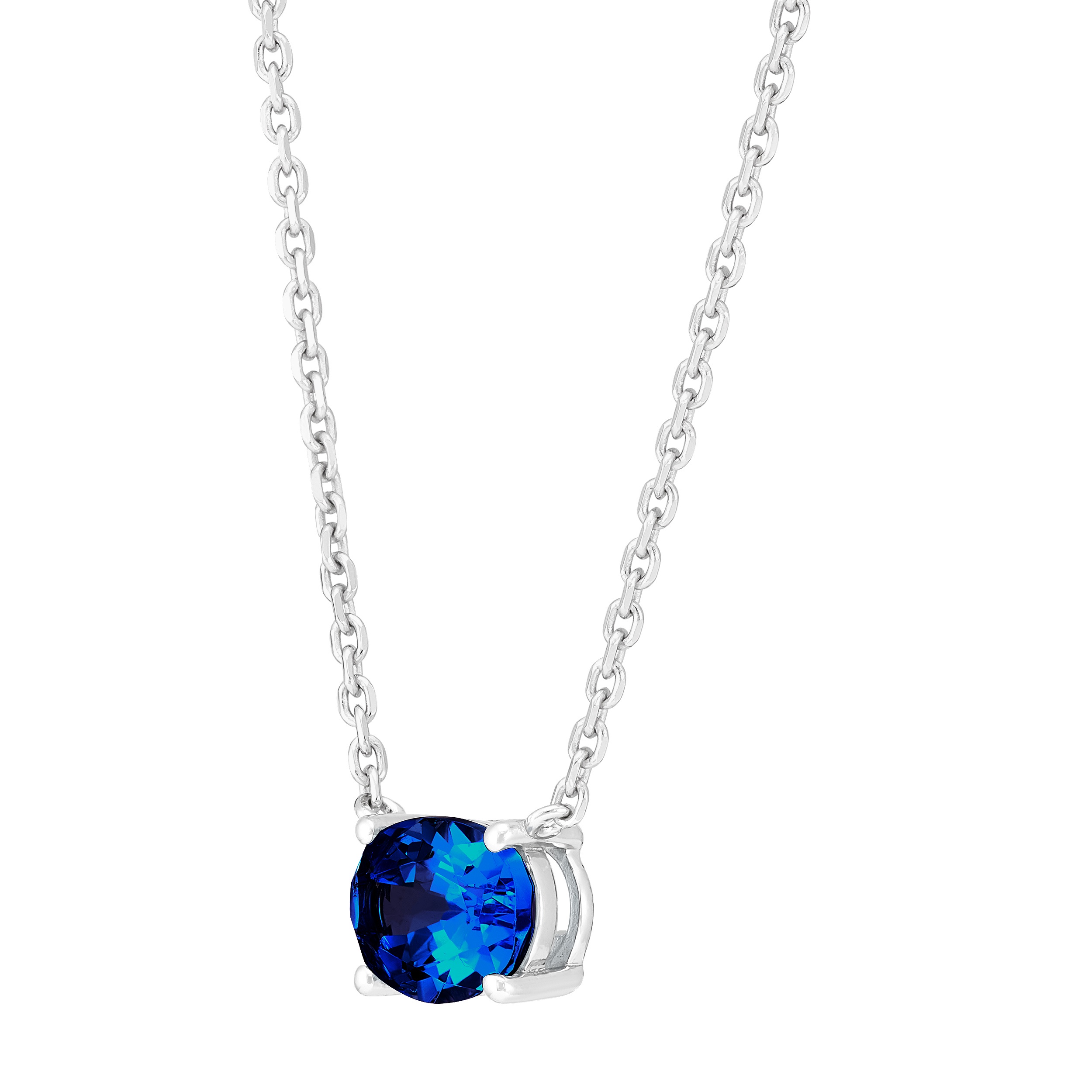 Brilliance Fine Jewelry Oval Created Sapphire Necklace in Sterling Silver